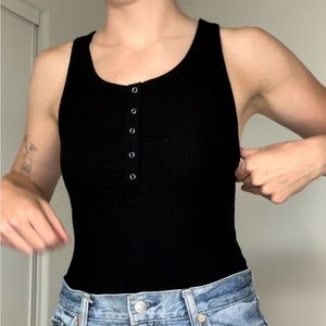 Reformation ribbed black bodysuit